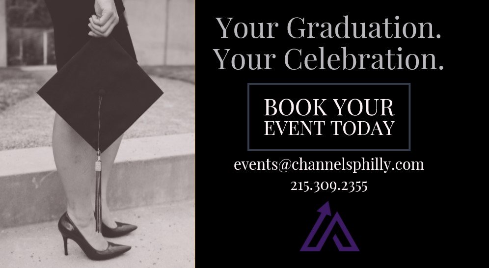 ChannelsPhilly's tweet photo. Graduation is RIGHT around the corner and we know all of you grads are impatiently awaiting for the day to come. Celebrate your graduation at Channels, and leave the work to us! You deserve a perfect celebration for all of your hard work #Channels #Graduation #Philly #Celebrate https://t.co/4BYptzjEmx
