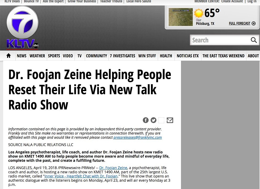 DrZeine's tweet image. In case you missed it, check out some of the national coverage we received (picked up by over 231 sources)! kltv.com/story/37992031…
#pressrelease #newsrelease #nationalcoverage #mediacoverage #awarenessintegrationmodel #lifereset #innervoice #radioshow #kltv #abc7 #drfoojanzeine