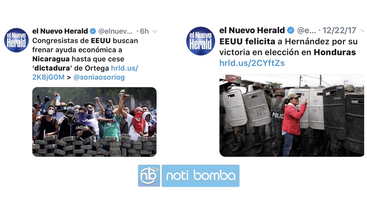 nbnowHQ's tweet photo. Así las posiciones del gobierno de Estados Unidos 🇺🇸 frente a #Nicaragua y frente a #Honduras. #DobleMoral 🤔 https://t.co/TrawIpD253