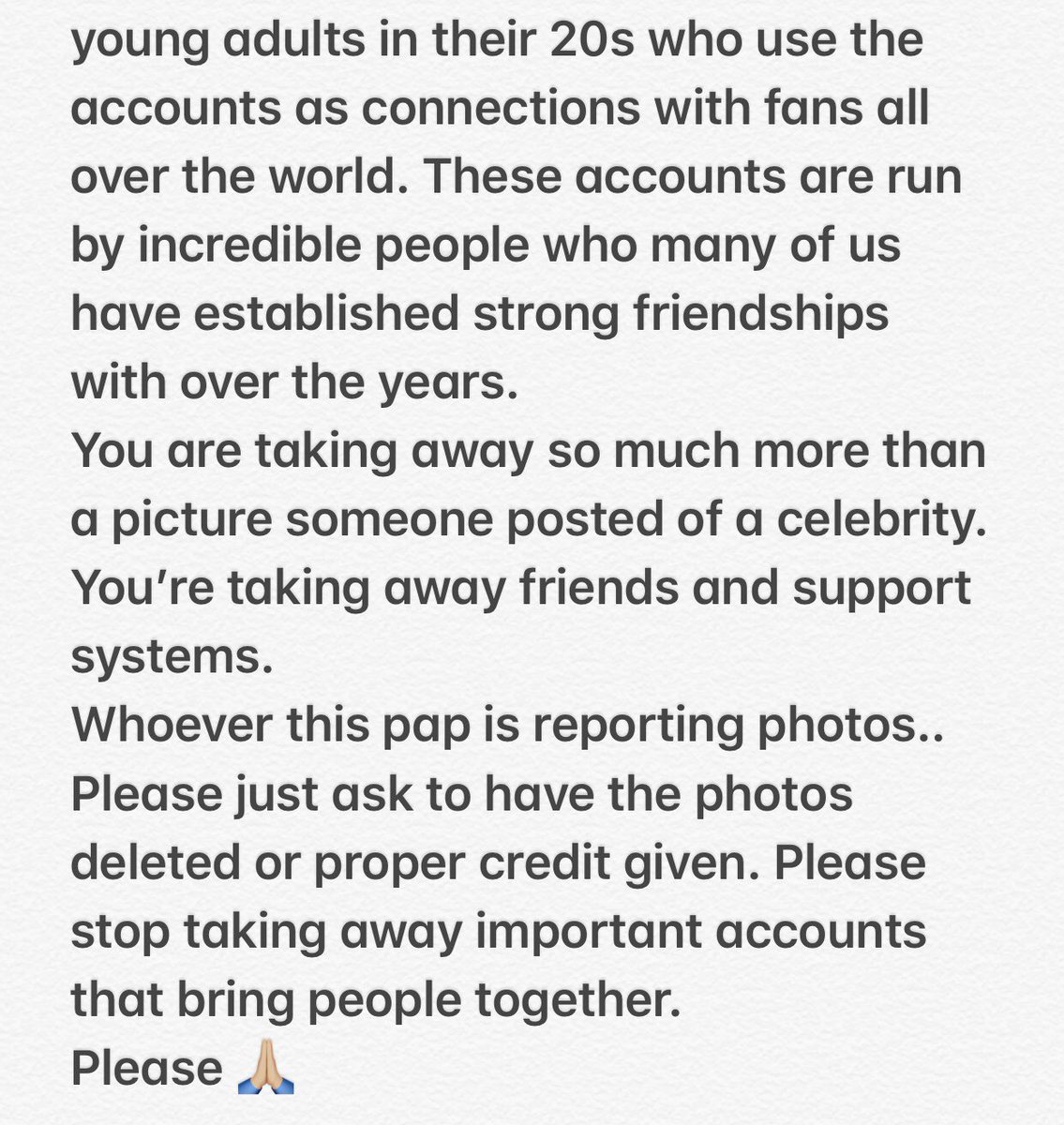 To the Pap/media that keeps having accounts suspended - 

All fandoms! Please share and hopefully make this nonsense stop! 🙏🏼