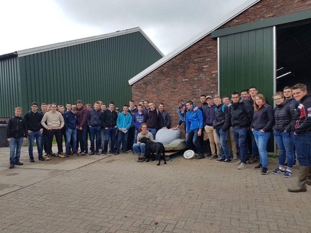 AstridInTouw's tweet image. Zomaar internationaal bezoek op de Hartenmakerij. #BeusekomMechanisatie uit benschop verzorgde een excursie voor eerstejaars agriculture students uit @villedebesancon (Fr), om naar de moderne #melkrobots van #GEA te kijken. En nieuwsgierig naar de neventak Beeldhouwen in steen.