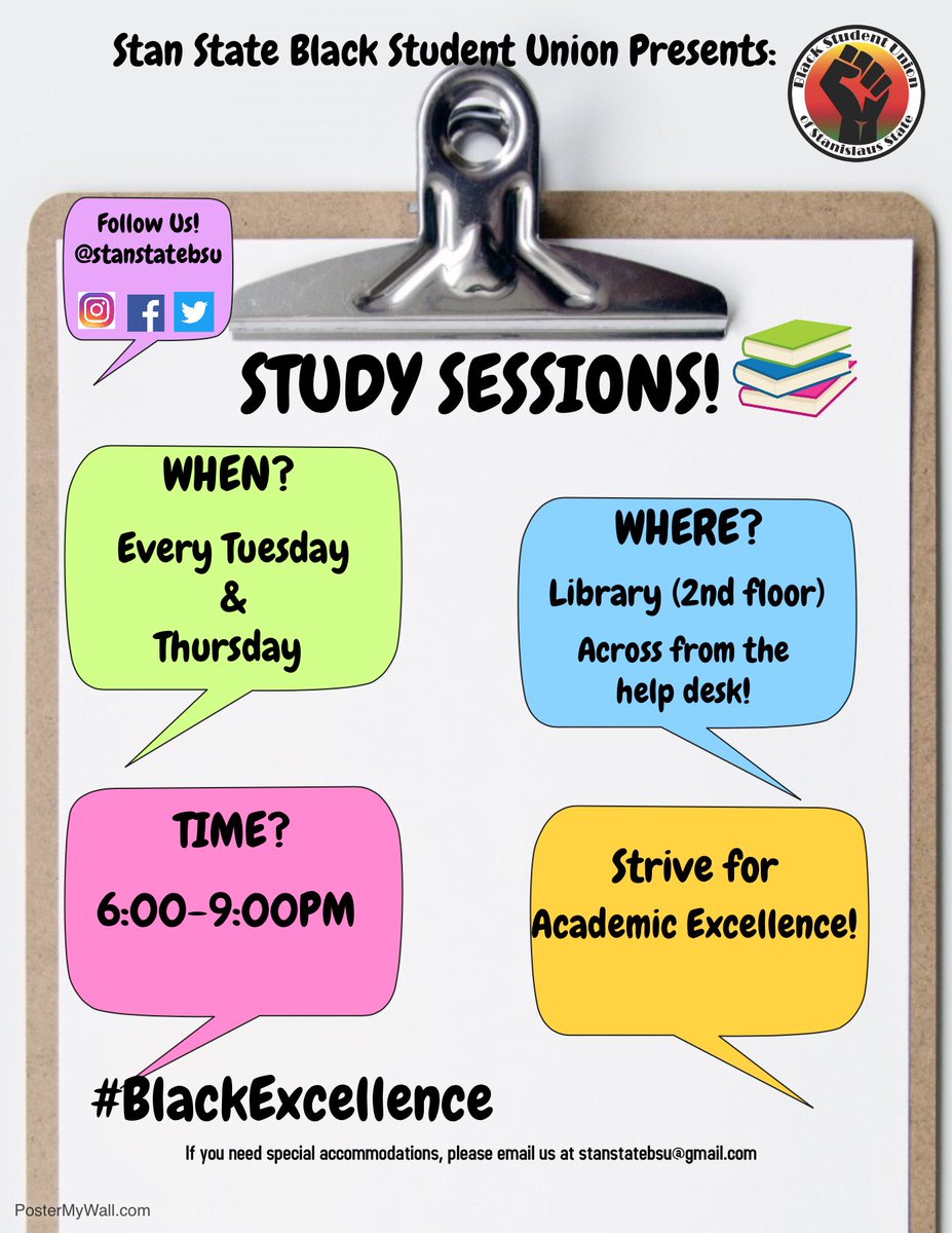 stanstatebsu's tweet image. Meeting TOMORROW NIGHT (4/25) @7:30pm in Msr130! Two of our members will be leading a discussion on Black Parenting! The semester is coming to an end so make sure you come thru✊🏿ALSO study sessions are tonight from 6-9pm in the library (2nd floor, across the reference desk).