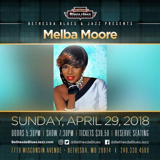 SoulBounce's tweet photo. DMV Bouncers: Win Tickets To See @MelbaMoore1 In Concert At @BethesdaBlues! 🎤 https://t.co/aflhE0Ybpr #MelbaMoore #SoulBounce #music https://t.co/aB4en3SEvI