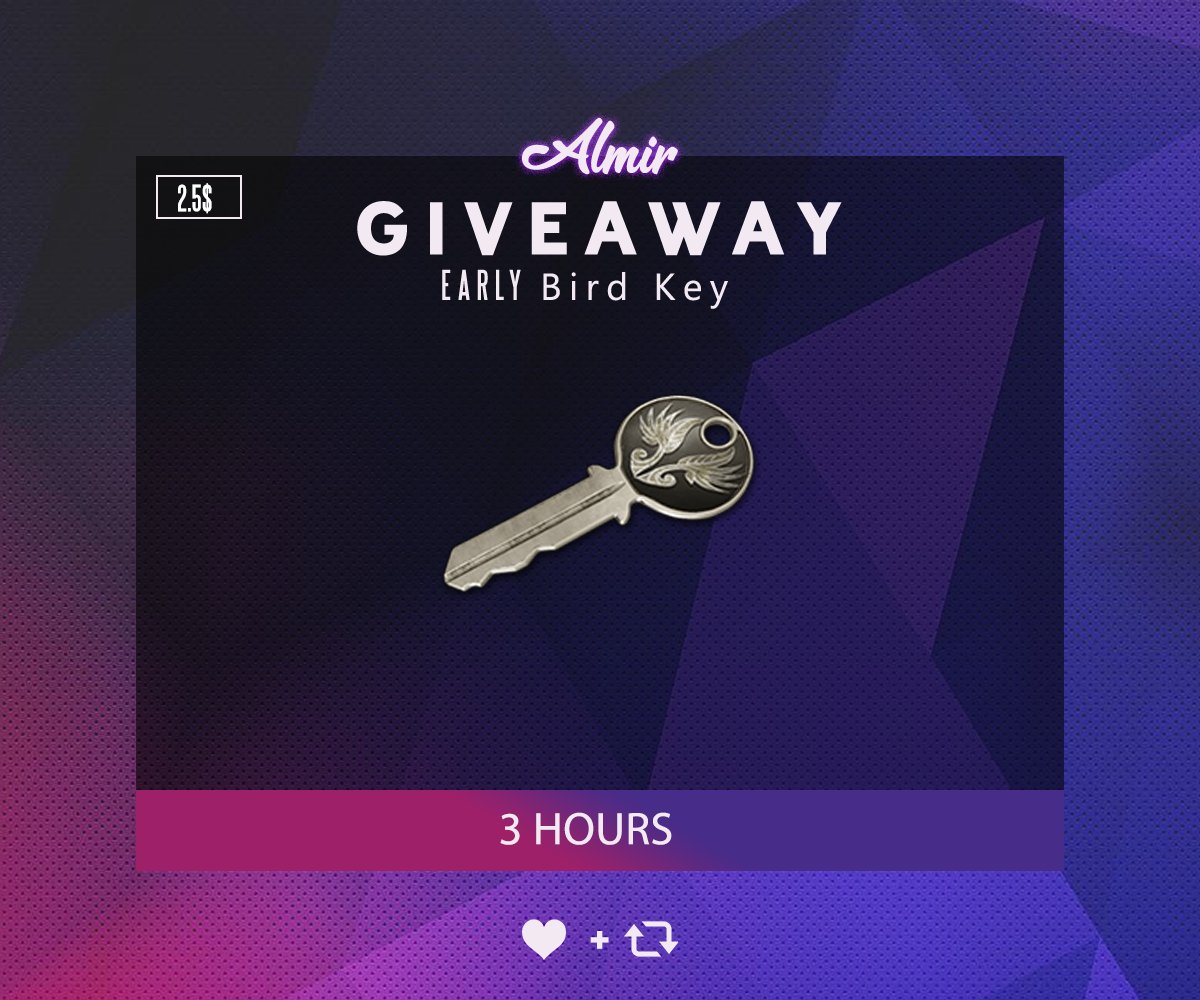 AlmirBeast's tweet photo. Early Bird Key Giveaway (2.50$)

Steps to enter:

• Follow @AlmirCSGO + @lepajee 
• Retweet + Like
• Type Comment about vid: https://t.co/fS9TiCgPyv (Proof)

Ends in 3 hours!
#PUBGGiveaway https://t.co/yc7CtZbpFc