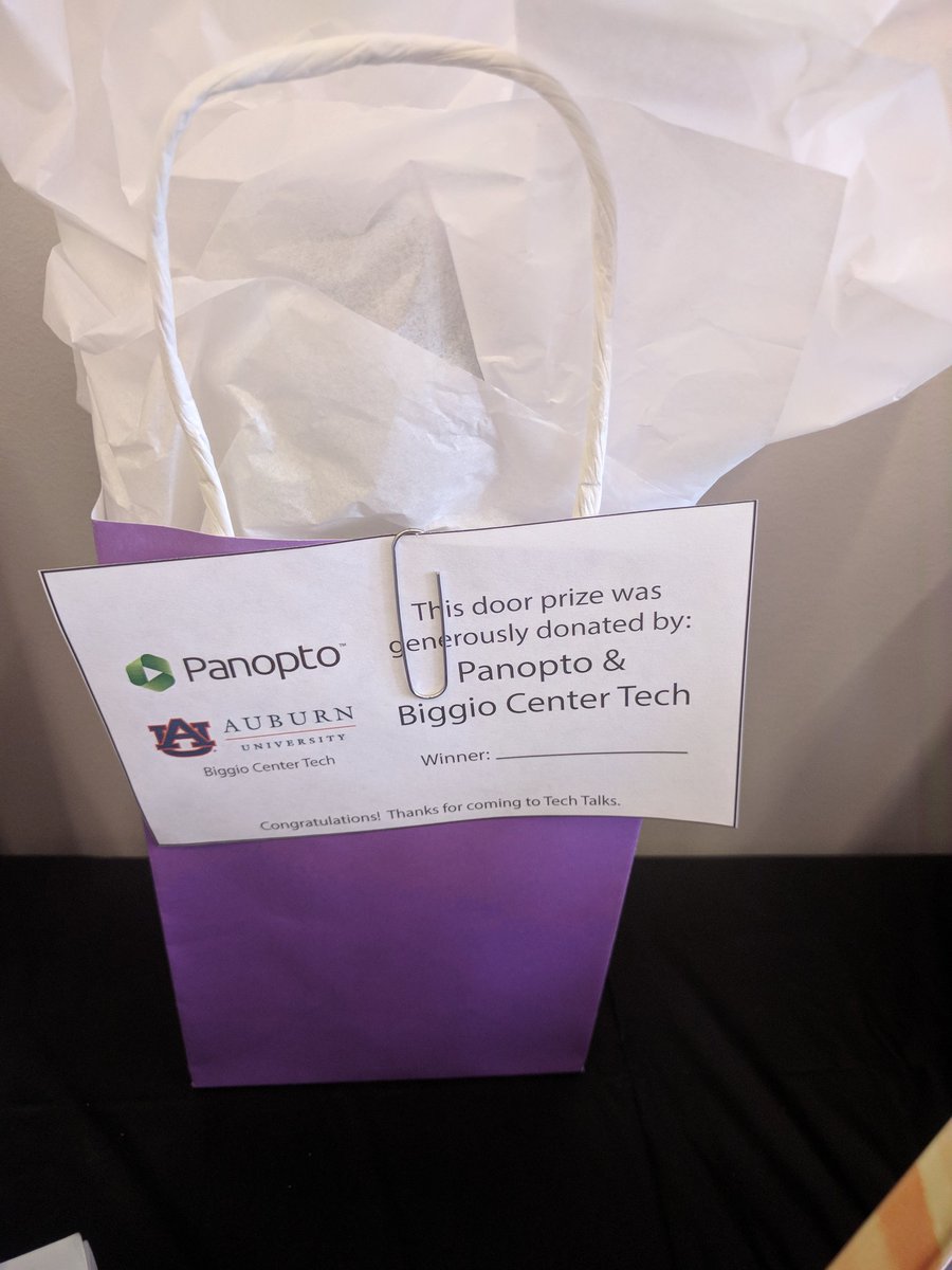 AuburnOIT's tweet photo. People are starting to pick up their #AUTechTalks door prizes! A few more of them include 6 burritos from @hotheadburritos, 7 pizzas from @UncleMaddios, and a water bottle from @Panopto and the @BiggioCenter. Have you gotten an email that you're one of the winners? https://t.co/Obw2zQn1Pn