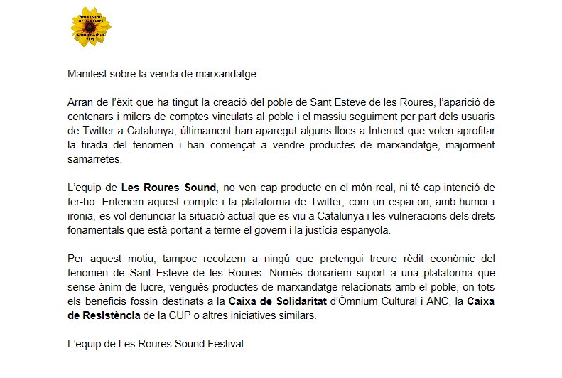 Piulada seriosa sobre la venda de marxandatge.