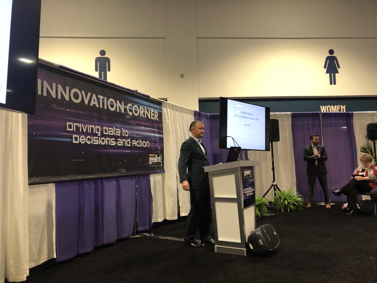PLANETucker's tweet photo. Great talk by @CrowdFlower on #manmachineteaming and how crowd sourcing and #AI #ML can be paired to make #GEOINT better. @GEOINTsymposium @bentuttle1 https://t.co/OjfG23P30s