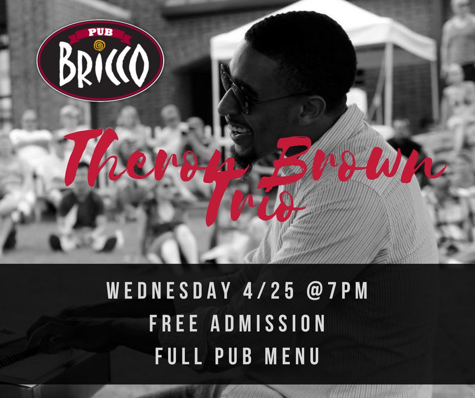 BriccoAkron's tweet photo. Join us tomorrow night in welcoming back the Theron Brown Trio! Come by for some great food and great music! Doors open at 6pm, admission is free, and our full pub menu will be served! #LiveShow #JazzNight #AkronMusicScene https://t.co/ng85SWRRb4 https://t.co/WtT9mgykt5
