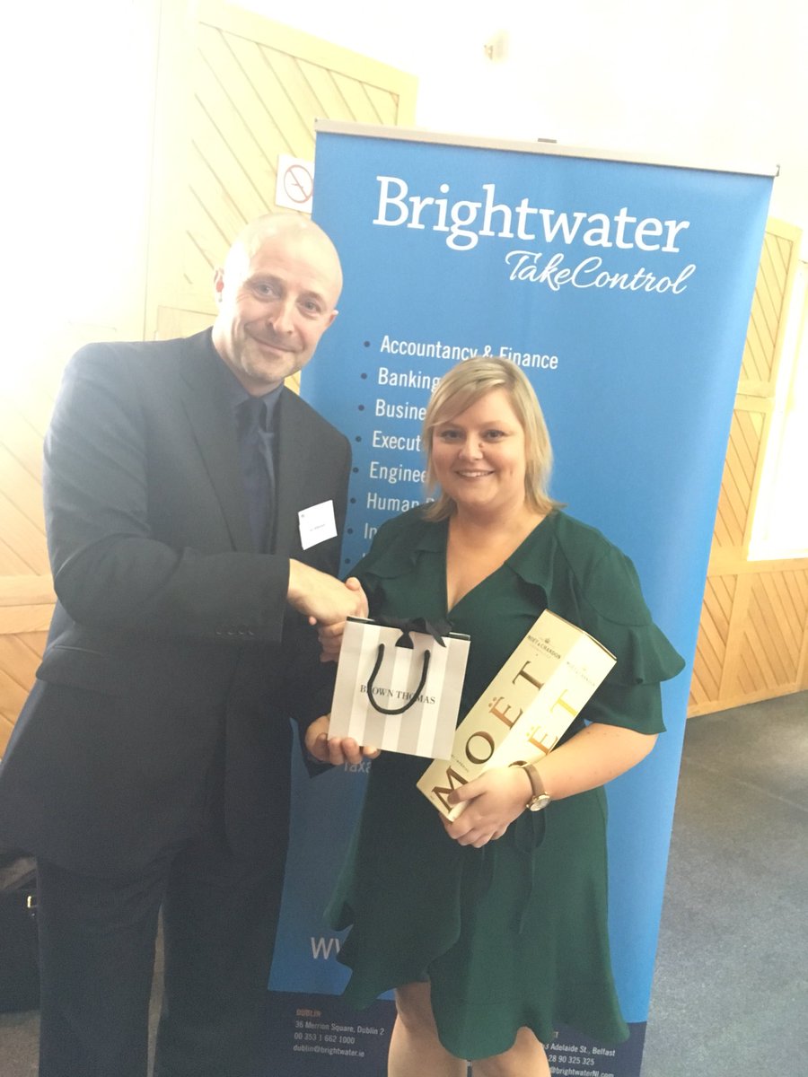 brightwater98's tweet photo. Well done Donna O’Sullivan of @GrantThorntonIE - winner of our prize! Pictured with @TomWilkinson144 of BW Cork 💙✏️💡 #ACAsuccess https://t.co/7ZofhS85Xm