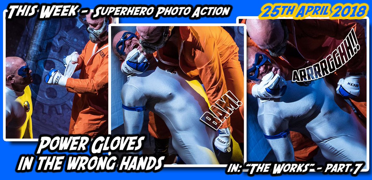 Super_Cyclone's tweet photo. This week's update is now online at https://t.co/pWSFtOZOUD The Annihilator's power gloves turned against him #gutpunching #gaysuperheroes #meninspandex #superherofetish #eyeofthecyclone https://t.co/qyc9OtRbQX