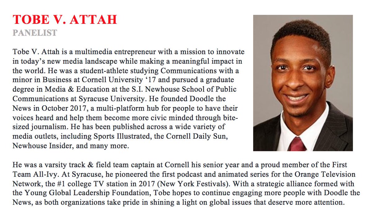 We are so excited to have Tobe V. Attah as a panelist at this Saturday's event, "Channeling Your Inner Leader!"