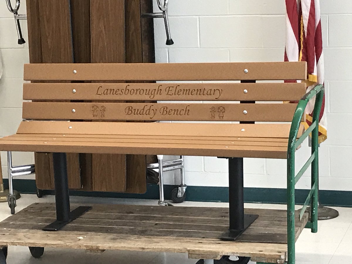 Lboroschool's tweet photo. Unveiling our new Buddy Bench! Thanks L.I.F.E Grant! https://t.co/0yNIIwAwBt
