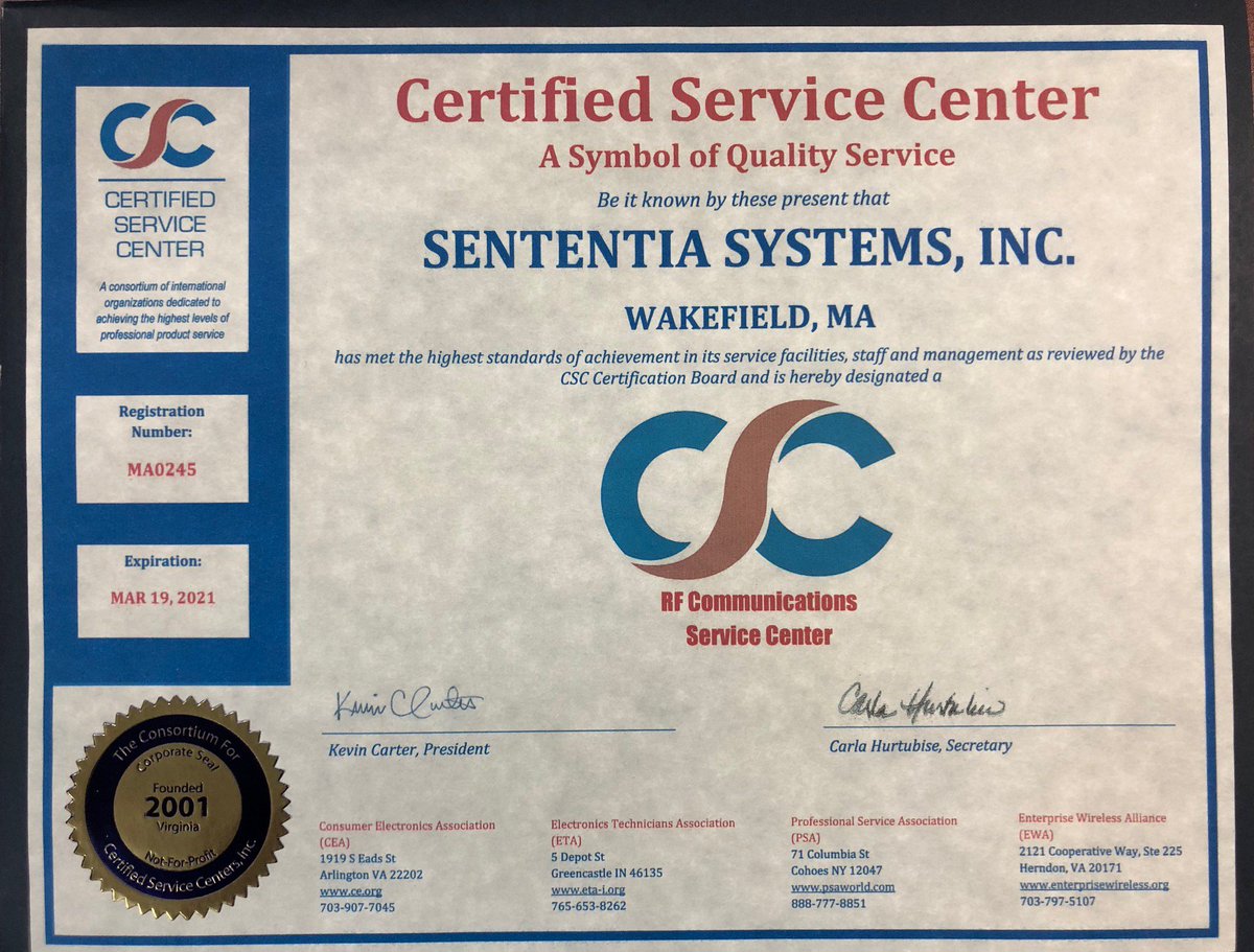 SenteniaSystems's tweet image. Sentenia Systems has been awarded an accomplishment in becoming an approved Certified Service Center. Going through a rigorous application and review process, Sentenia has met the best business requirements of the CSC program. Congrats!