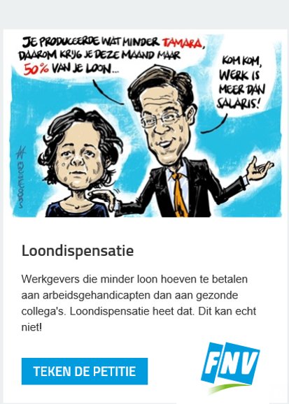 .<a href="/FNV/">FNV</a> organiseert vanaf 9u actie bij de Lange Vijverberg. Deze vakbond maakt zich ook op 26-04 hard voor betere regelingen voor mensen met een #arbeidsbeperking: "Samen laten we zien en horen dat het anders moet." Ook daar zijn wij. Kom jij ook? Dan gaan we allemaal naar 't debat