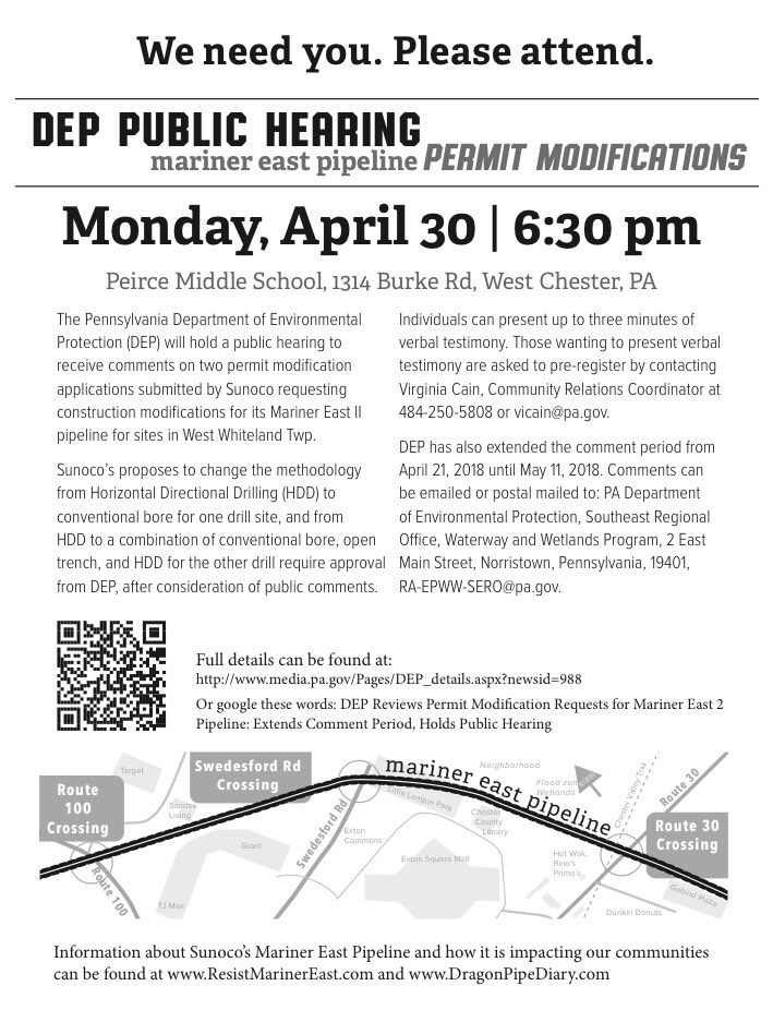 UwchlanSafetyCo's tweet photo. We need you! @PennsylvaniaDEP Hearing on Monday 4/30. Do you work, live or shop in Exton? Please attend! #defendwhatyoulove https://t.co/42voiGfLwk