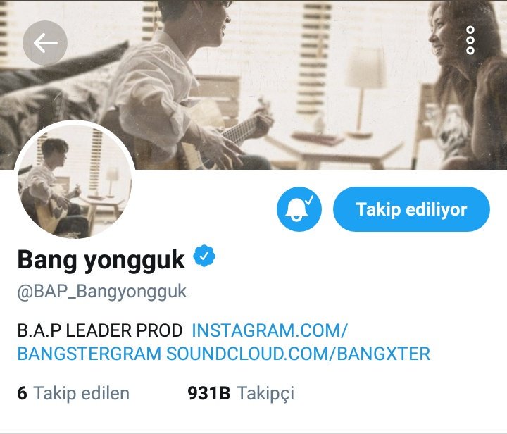 BAP_Turkey's tweet photo. Yongguk Twitter profilini yeniden düzenledi. Ve bu kez tüm fotoğrafları aynı yaptı.😅 https://t.co/wiELS5vPqP