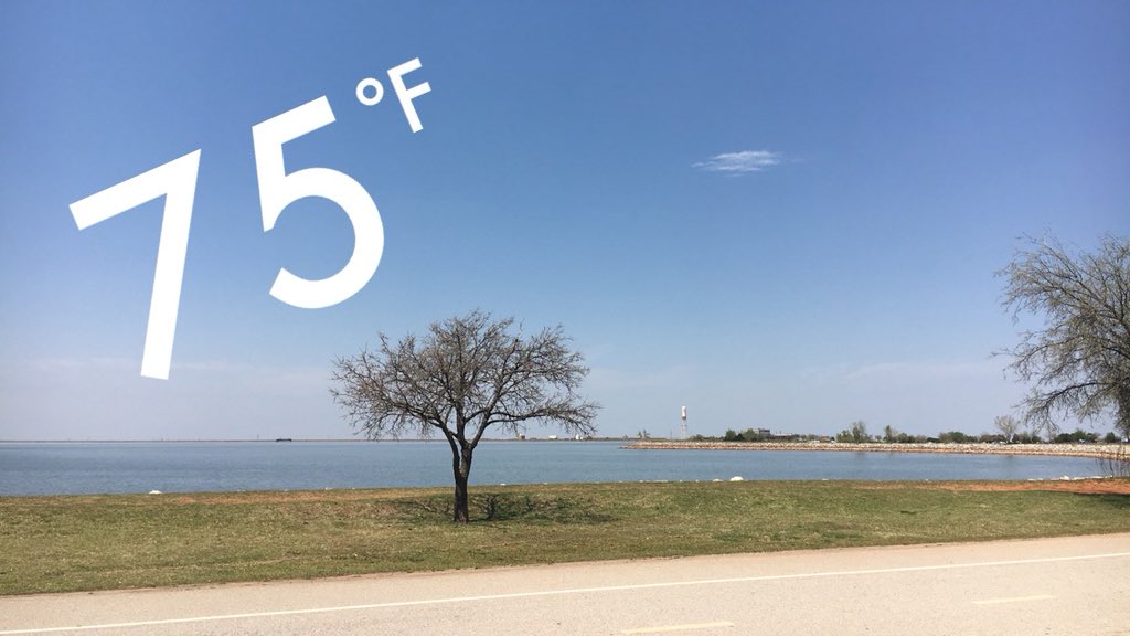 emilyrsutton's tweet photo. A BEAUTIFUL DAY WARNING IS NOW IN EFFECT (except for the panhandle). Seek the outdoors immediately! 1:45PM #sunny #lightwinds #warm #okwx @kfor https://t.co/ILjw4rXAcU