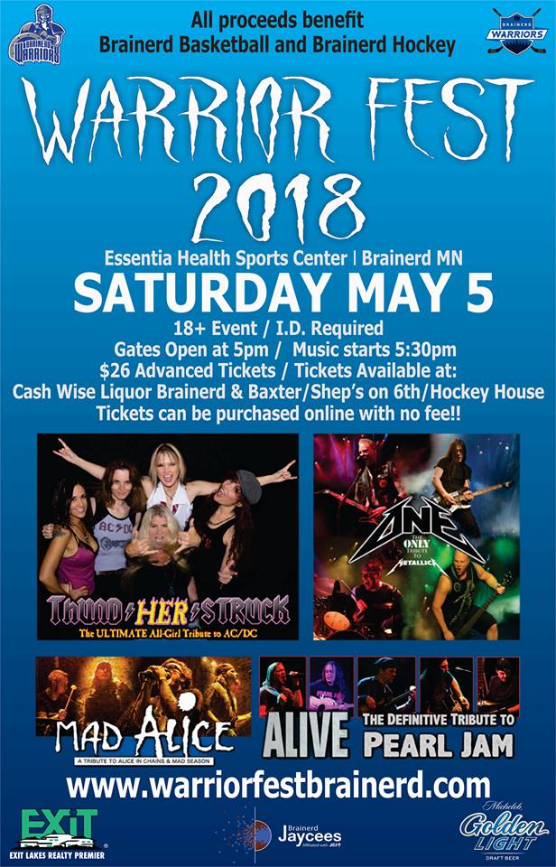 Alivebandrocks's tweet photo. Warriorfest with ThundHerStruck, One-The Metallica Tribute, and Mad Alice. Join us together for a great cause and an evening of great rock. https://t.co/eEYlzrFY73