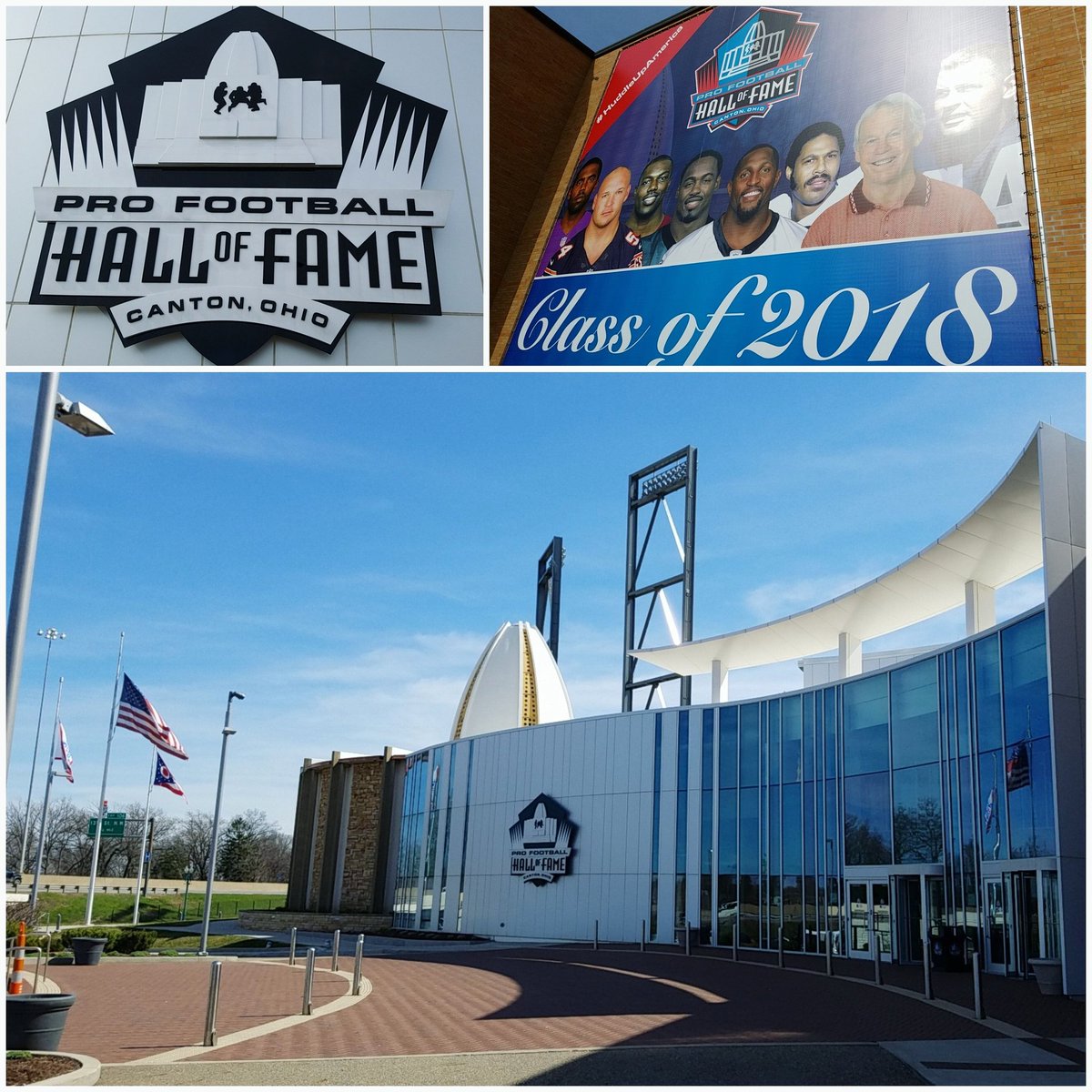 TravelerStadium's tweet photo. First stop of the Hall of Fame trip is Canton, Ohio! #mystadiumtravels #sports #football #nfl #profootballhalloffame #hof #halloffame #canton #ohio #halloffametour #huddleupamerica #classof2018 #thegreats #goldjacket #halloffamecity #history #nflhistory #legends #fathersontrip https://t.co/iq4CHiRrWO