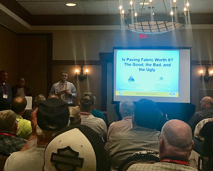 CEDARVILLE_eng's tweet photo. We are at it again!  Two presentations at @PSATS by Bryan Kulakowsky, PE, Senior Municipal Engineer. This one on paving fabric was standing room only! #PSATSConf18 https://t.co/N5wGQcgUuv