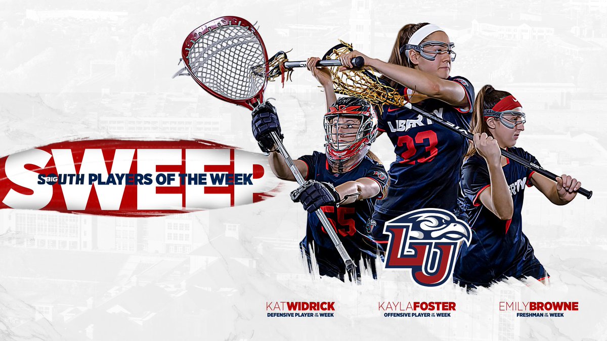 LibertyWLAX's tweet photo. 🔥Swept @BigSouthSports Weekly Awards for the 1st Time in Program History!!! Congrats to Kayla Foster, Kat Widrick and Emily Browne on the Recognition!!!🔥
📰: https://t.co/Wh15CyjULq
#GoFlames #LibertyFlames #Team10 #lacrosse #LibertyLacrosse #BigSouthLAX https://t.co/SJRDV0SvsV
