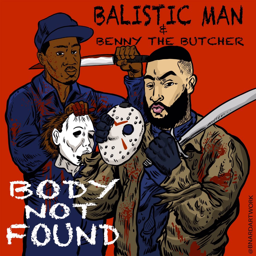 Balis357's tweet photo. Don't make me take that mask off on you! You'll become another #BODYNOTFOUND featuring my bro @getbenny music video out now here https://t.co/qK7OEoNnaw
Had to repost these dope ass pieces of art🎨 by @bnardartwork 🙌🏼 #BALISTICMAN #BENNYTHEBUTCHER https://t.co/qO9UMcDr6x