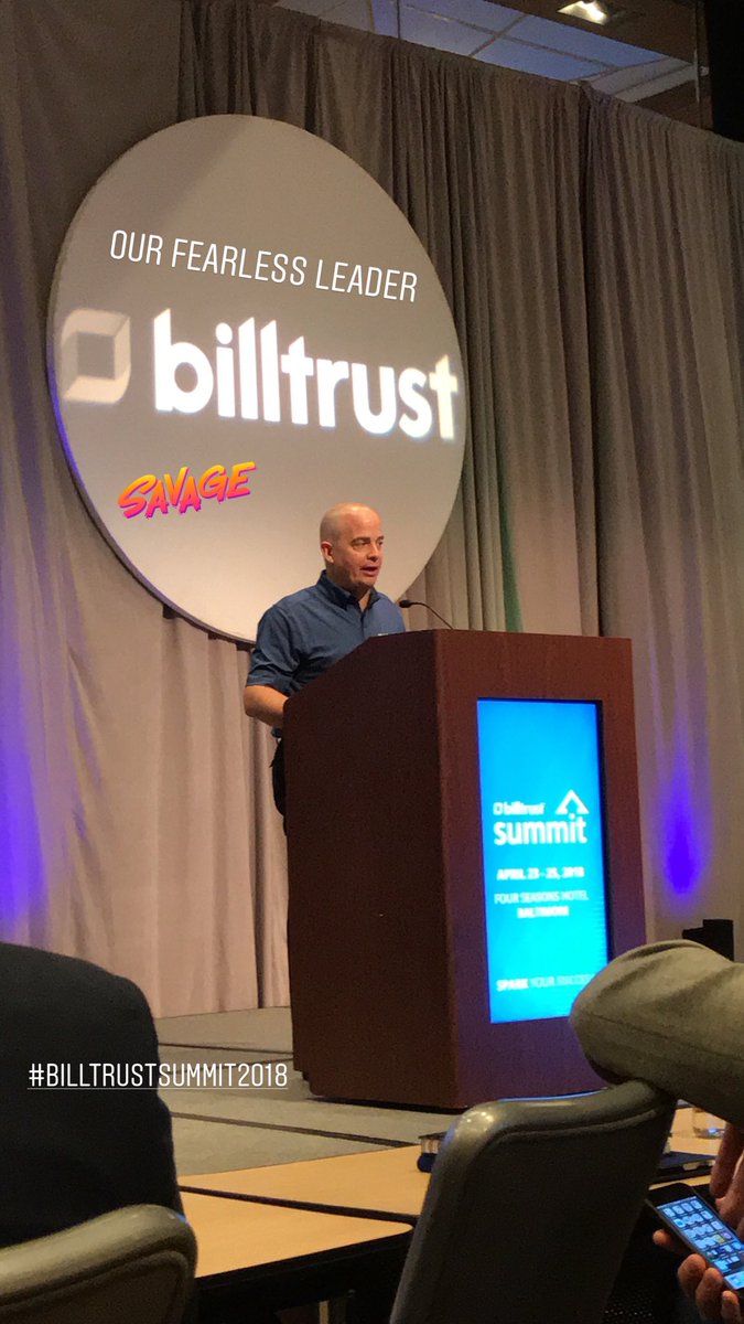 queendeird's tweet photo. Our fearless leader, Flint, kicking off @Billtrust Summit! #BilltrustSummit2018 https://t.co/rwkPqINfxL