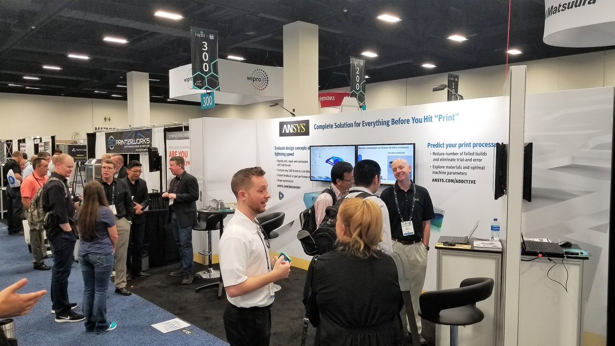 ANSYS's tweet image. Day 1 at #RAPIDevent! Please come by booth #418, and meet with our team to discuss the most powerful simulation solution for metal Additive Manufacturing. #metalAM #3Dprinting