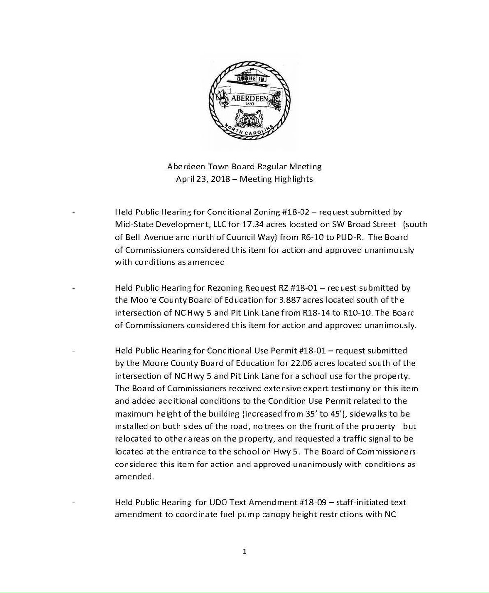 townofaberdeen's tweet image. A new school📚, political signs, Mayor's term, &amp;amp; trees🌲 are just a few items discussed at the April 23rd Board Meeting.  Check out the meeting highlights for other topics that the Board took action on.