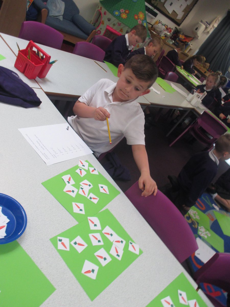 BeaconAcad's tweet photo. The Year 1 pupils had to share carrots into Mr. McGregor's two vegetable patches to find half of a quantity.
#Maths #ContextLearning #PeterRabbit https://t.co/m5Z2545H52