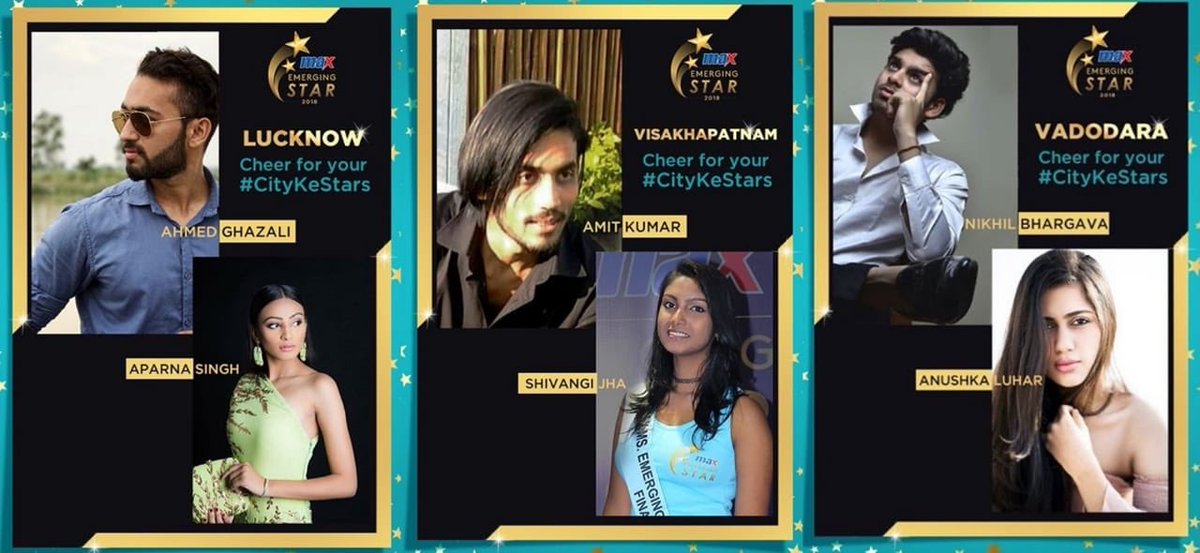 ADHMFans's tweet photo. #MaxEmergingStar2018 Finalists
● Bhubaneshwar – Paridhi & Imtiaj
● Chandigarh - Harnaaz & Pulkit
● Jaipur – Raina & Ayush
● Lucknow – Aparna & Ahmed
● Vadodara – Anushka & Nikhil
● Vizag – Shivangi & Amit
#CountdownToFinale #MES2018 #MaxFashionIndia #BeyondPR https://t.co/RNjy0mKhUQ