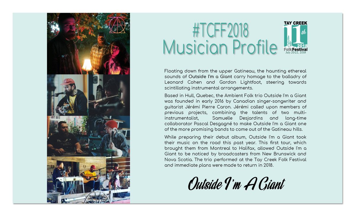 SNEAK PEEK! Full Lineup Release on May 15th! Outside I'm a Giant will play Saturday night at #TCFF2018. Find out more about <a href="/outsideimagiant/">Outside I'm a Giant</a> at their website: buff.ly/2JUIF7O  And check this vid: buff.ly/2JU0fZE  ** WIN** an OIAG CD + t-shirt by Retweeting!
