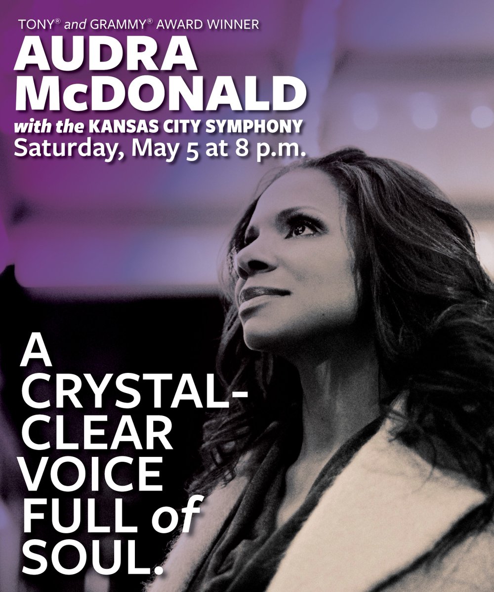 kcsymphony's tweet photo. Saturday, May 5 at 8 p.m. Hear Grammy® and Tony® Award Winner @AudraMcDonald with your Kansas City Symphony! We are thrilled to perform her favorites from the American Songbook. Secure your seats today. Tickets from $55 —> https://t.co/lHBjHj4uHX #kcdatenight #kcmo #datenightkc https://t.co/692cxkAYwm
