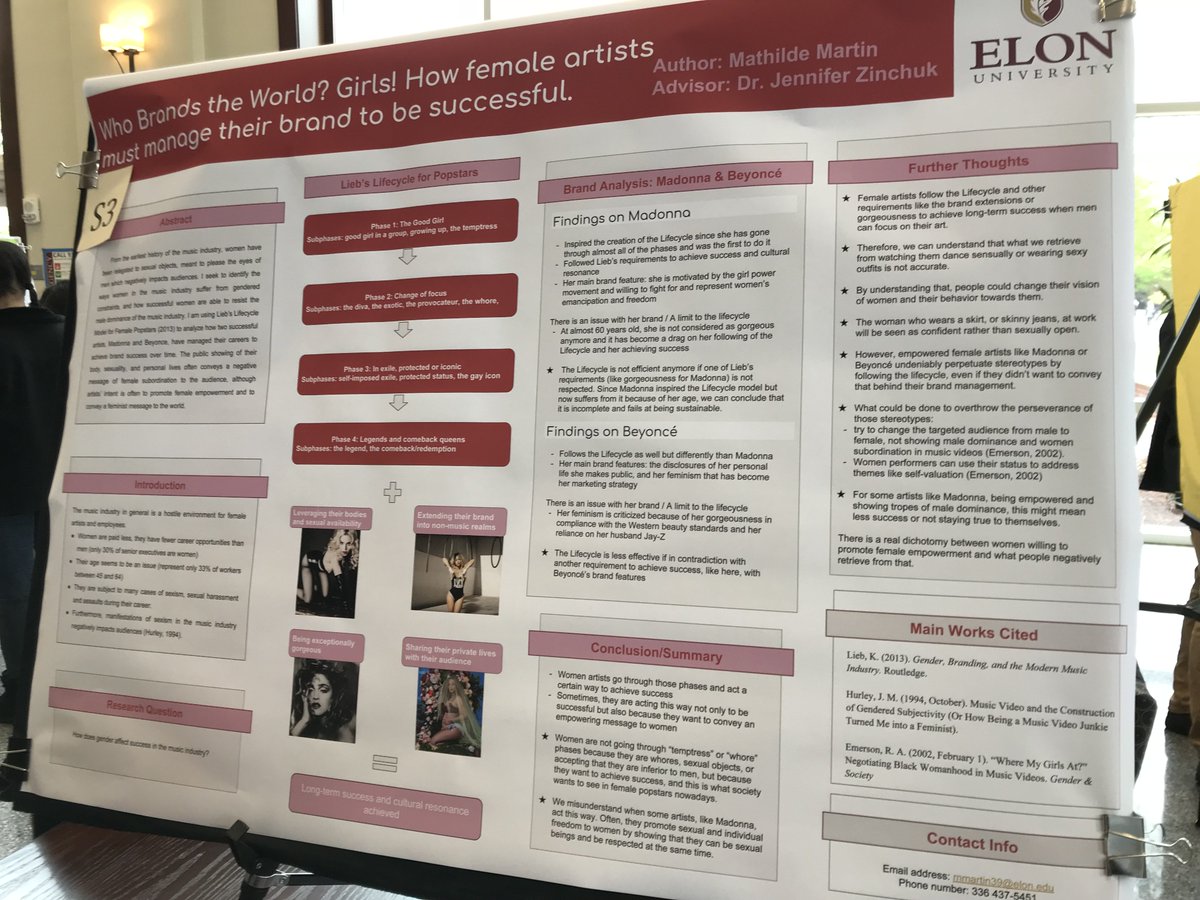 sydneysetree's tweet photo. In "Who brands the World? Girls! How female artists must manage their brand to be successful," Mathilde Martin investigates the ways in which female artists suffer from gendered constraints and in response resist this male dominance in the music industry. #SURF2018 #CCiFeminism https://t.co/UjaaAKVVw4