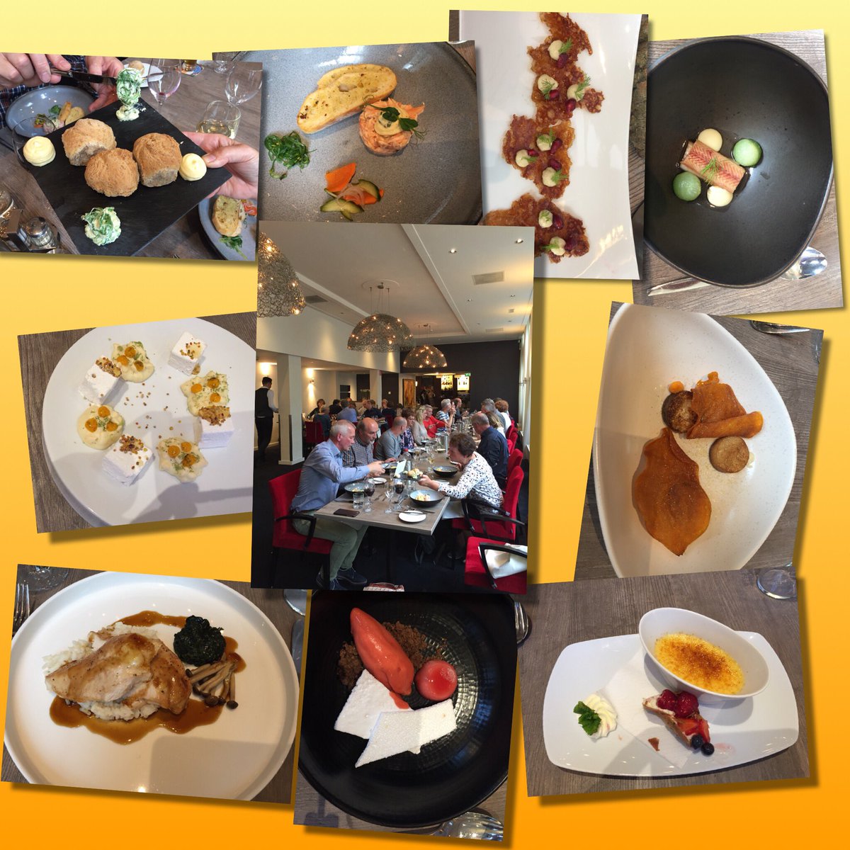 Team77MBr's tweet photo. Werden wij even volkomen verrast! In plaats van een 3-gangen diner ontvingen we een 8-gangen diner! Wat een top avond, culinaire hoogstandjes en service! En met €310 voor #Roparun zijn wij dik tevreden! Met dank aan onze gasten! #sponsordiner #roparun18 https://t.co/tSfYtRUkMY