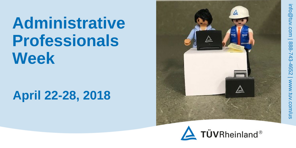 TUVRheinlandNA's tweet photo. Apr. 22-28, 2018 marks the #adminstrativeprofessionalsweek. This year, we have interviewed a few of our #administrative professionals about company values. Read their posts discussing #customerservice and #excellence. #AdminPro #adminweek #professional #thanks #thankyou #TRHub https://t.co/C7XkdX3iTb