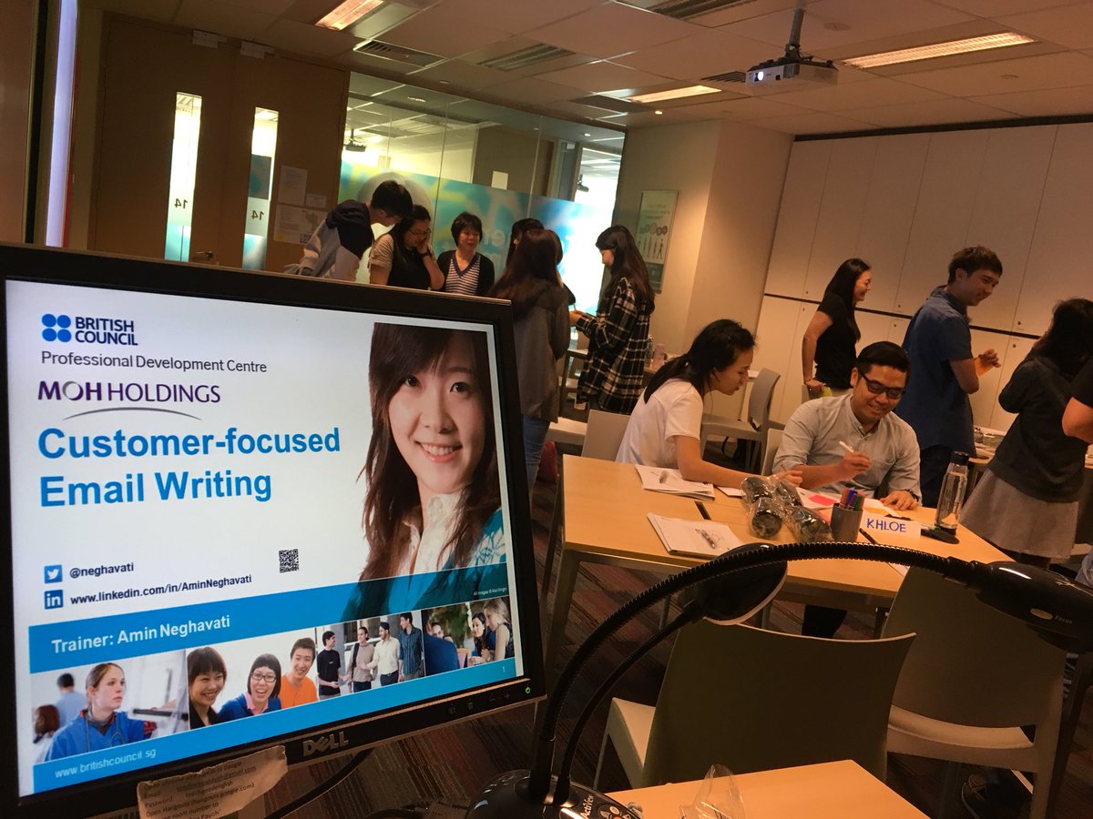 neghavati's tweet photo. Customer-focused writing is key in large organisations. How personal(-ised) do you get in your emails at work? #PDCsg #PDCmy #BritishCouncil #BritishCouncilsg #corporatetraining #writing #esl #elt #businessenglish #singapore #MoH https://t.co/mQnsxdEGFg