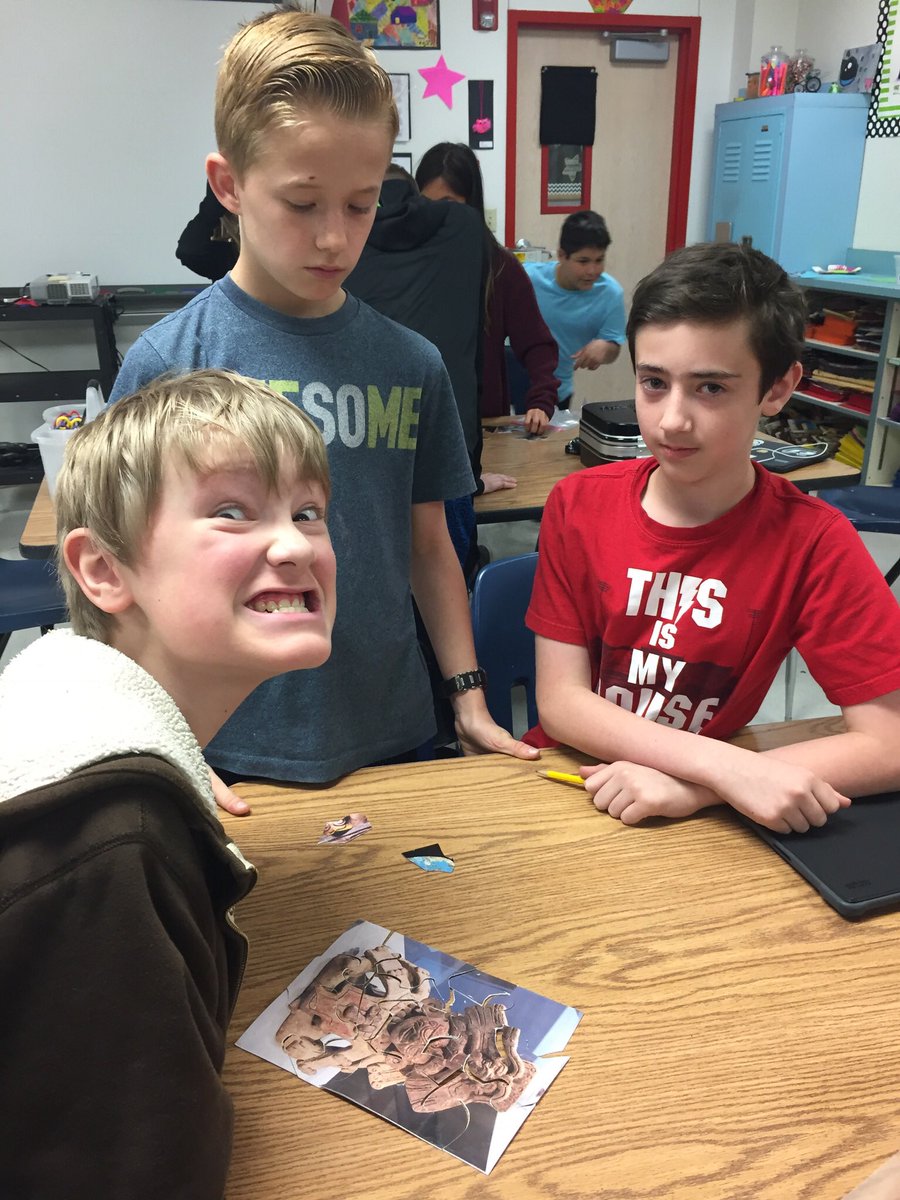 mayfield2220's tweet photo. 5th grade art students reassemble ancient artifacts from Mexico to discover  clues to unlock boxes containing cultural treasures.  Next, use information gathered to create a project inspired by their artifacts. #BESgameon @BridlewoodES https://t.co/YAQfrIt33f