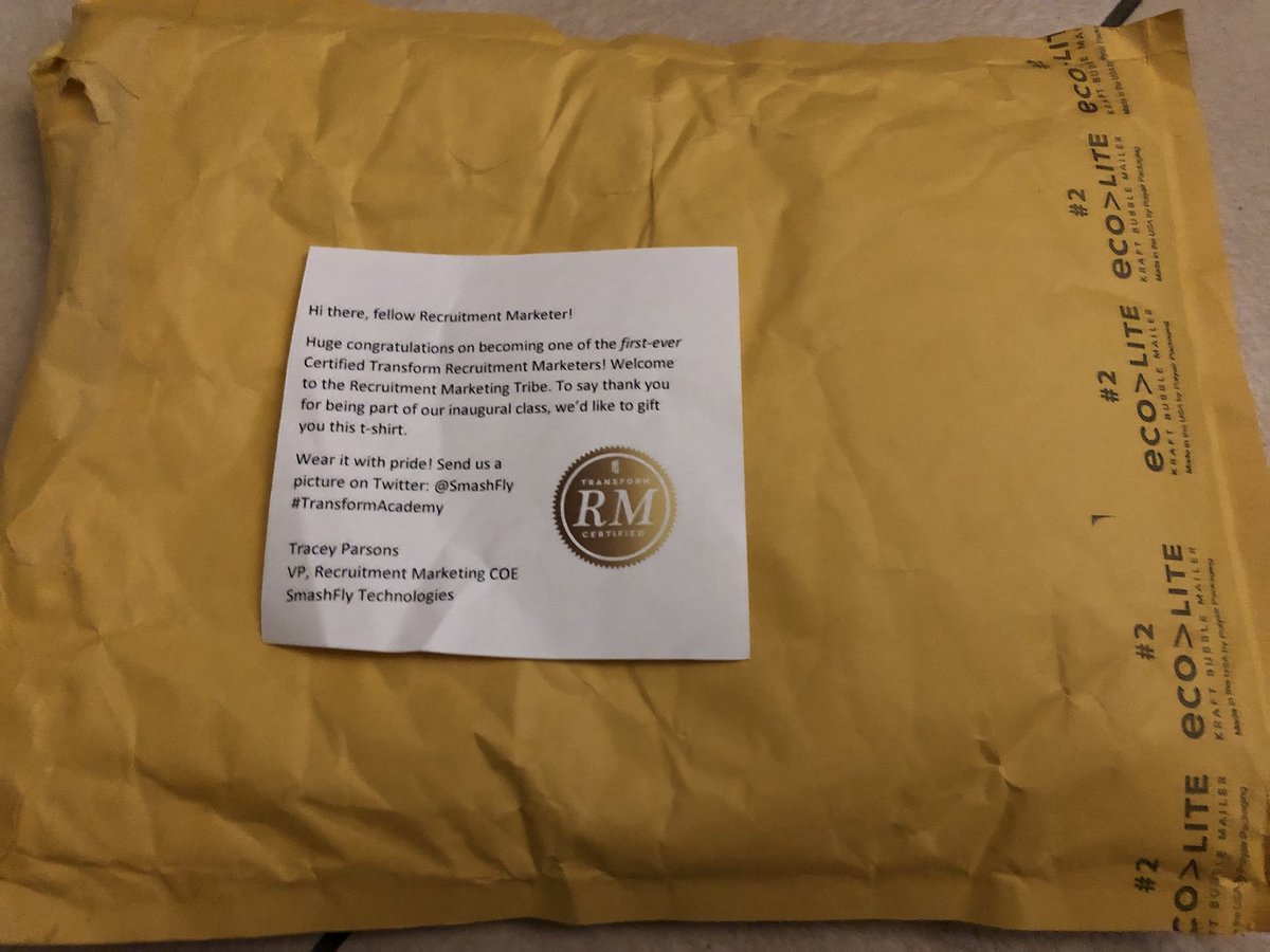 LilianMahoukou's tweet photo. Been certified since this January! Received my gift today :) @SmashFly rocks! Thanks a million @tparsons #TransformAcademy #RecruitmentMarketing https://t.co/VQavql3Ph6