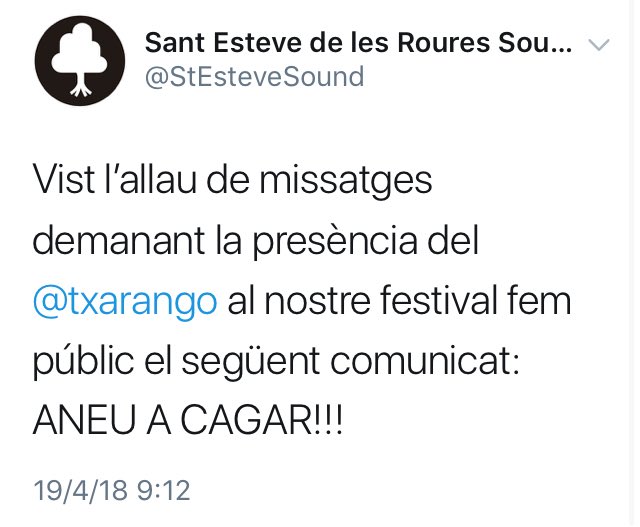 StEsteveSound's tweet photo. @ElsRourets @FestesSER @OrniAlcalde @st_esteveroures @txarango PALABRA! https://t.co/sCUhu8gbZT