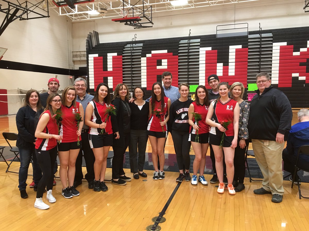 MaineSouthAth's tweet photo. Badminton senior night. Congratulations seniors. Good luck against Waukegan. https://t.co/x1zBaYCm5Q