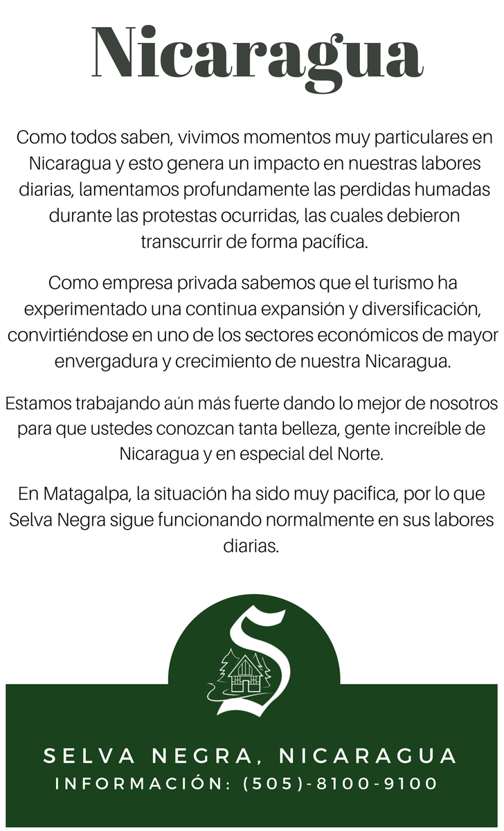 SelvaNegraNic's tweet photo. @SelvaNegraNic  Selva Negra Matagalpa- Nicaragua les comunica que: https://t.co/FkKnNNrIt0