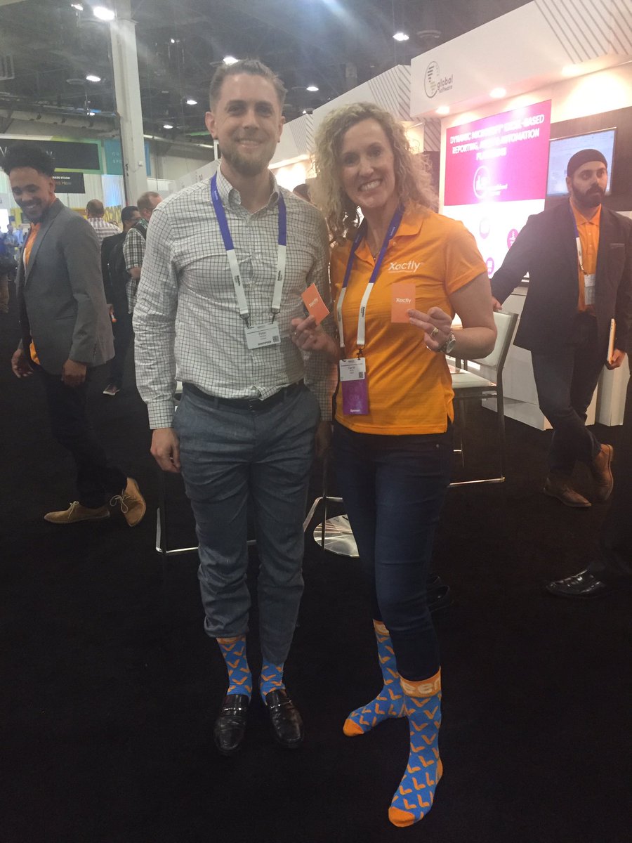 carrieawhite's tweet photo. Check out the socks! Kicking it up with customers at #SuiteWorld2018 with @GoVeem and @Xactly https://t.co/SYXXcqN2JB
