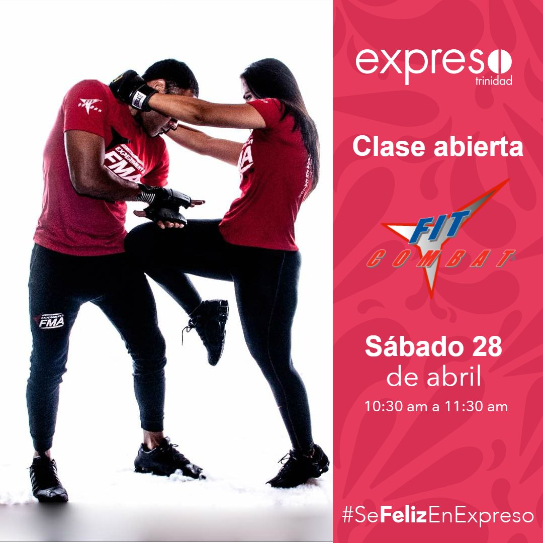 Acompáñanos nuevamente este sábado en #ExpresoTrinidad en la clase abierta de @Fitcombat desde las 10:30 am ¡Te esperamos!