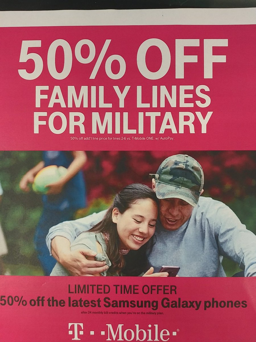 JMarkley0's tweet photo. As our way of saying THANK YOU for serving – #military families now receive 50% off lines with #TMobile One Military! Find out more at 4450 Eastgate S Drive #240, #Cincinnati OH 45245.(513-752-4458) #AreYouWithUs https://t.co/d0obZ2Eyzn