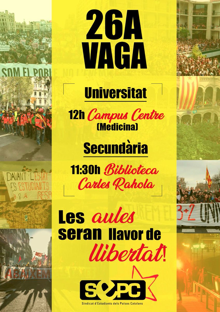 sepc_udg's tweet photo. 📣 26 d'abril Vaga!

✔Organitzat amb el comitè de vaga
📆 Demà 25 Abril
📍Tots els campus de la UdG
🕜 19:30 h

"No et limites a contemplar aquestes hores que ara vénen baixa al carrer i participa.
No podran res davant d'un poble
unit, alegre i combatiu"

Vicent Andrés Estellés https://t.co/qsx28z6vap