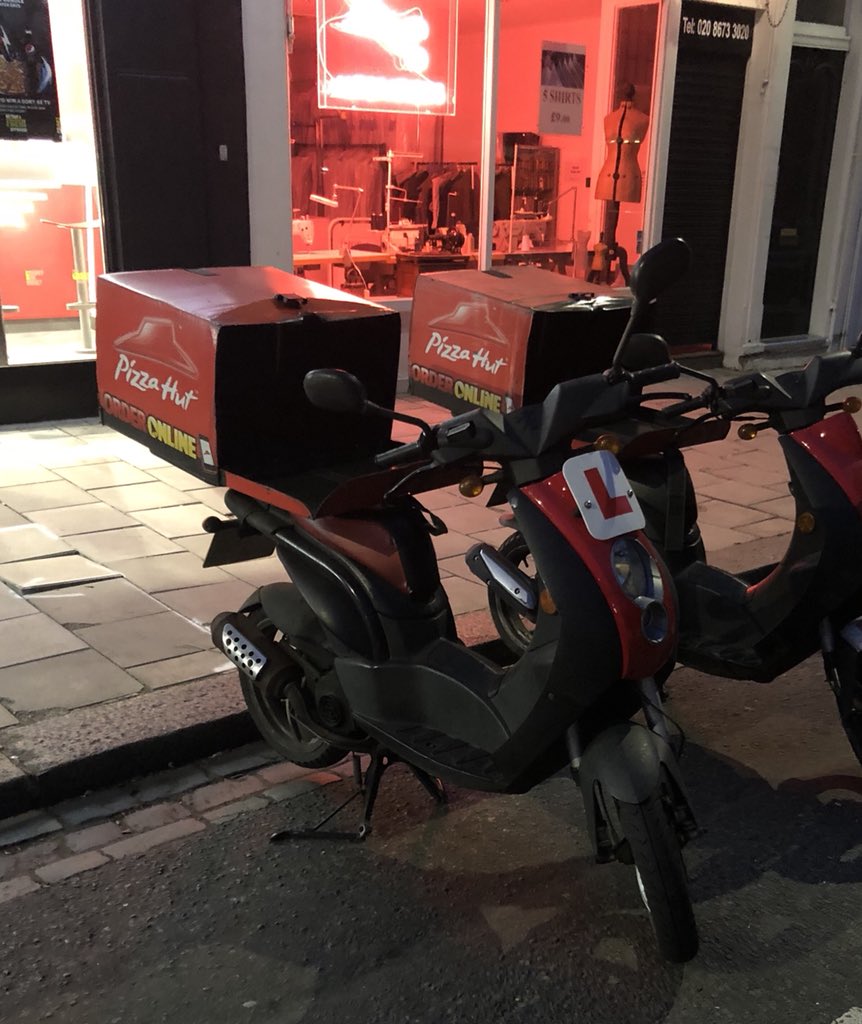 LambethMPS's tweet photo. Pizza Hut rider robbed off his moped and the food by 2 lads who jumped on him and threatened him just off Poynders Road. They didn’t get too far as both males and the moped found on Plummer Road. #LXTaskforce https://t.co/kVh4c8aF05