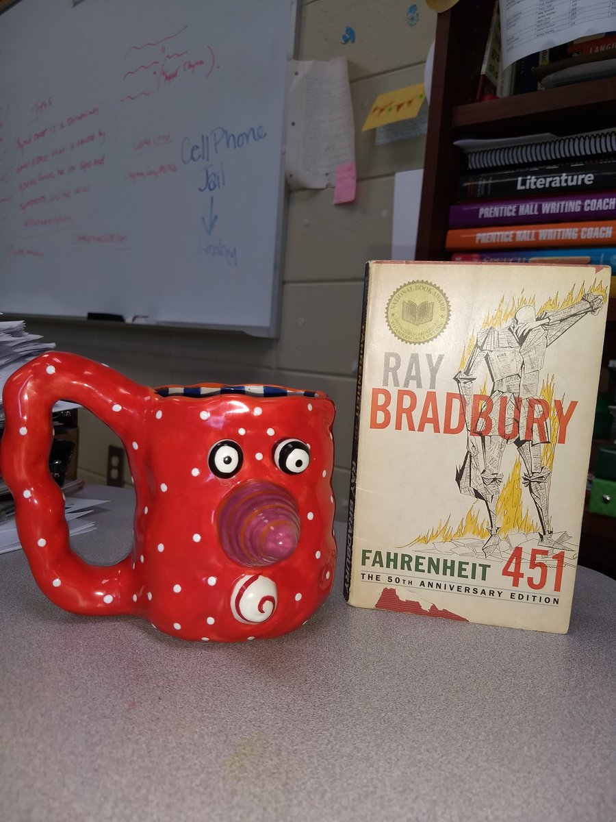mrsscotteasley's tweet photo. English 3 Scholars are currently reading Fahrenheit 451 and learning about censorship and the First Amendment . . . Hoping this book becomes a favorite for them. It is one of my top 5 books of all time! #ehsenglish #englishwave https://t.co/4AZpgBbibo