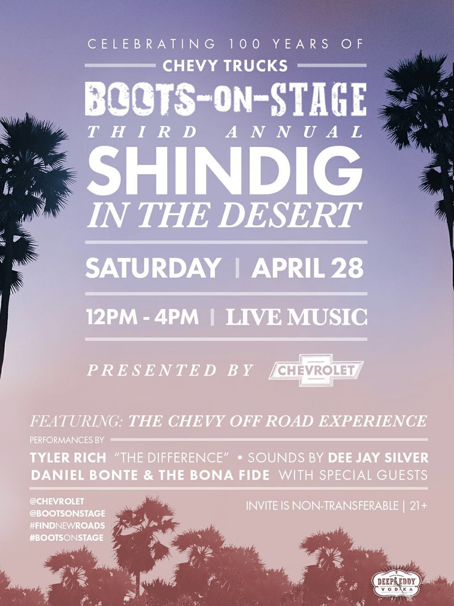 TylerRichMusic's tweet photo. STAGECOACH 🌴 |  So excited to be back in the desert with my friends @BootsOnStage this Saturday! With @deejaysilver1 and more! 
Come pregame with us 12-4pm!
#FindNewRoads #BootsOnStage https://t.co/eEuU0Q3VuZ