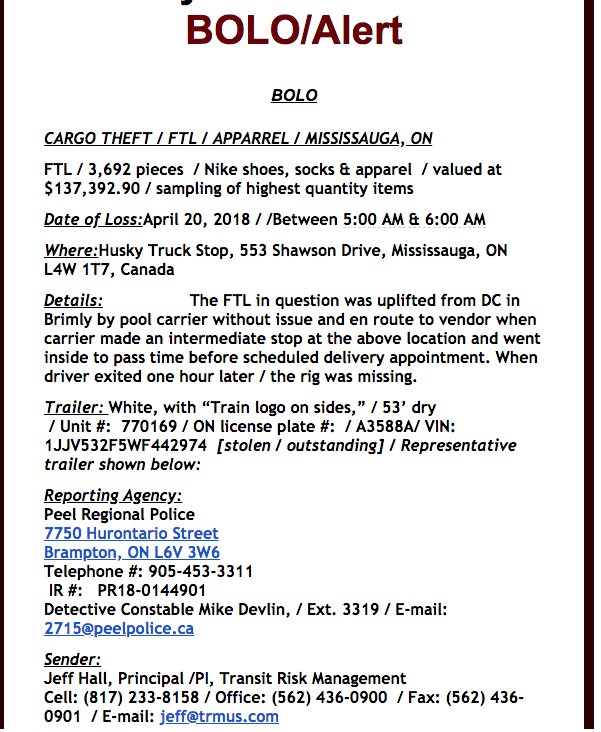 Transportation Alert System - BOLO Alert